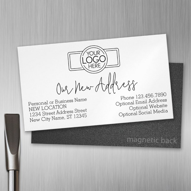 Carte De Visite Magnétique Nouveau changement d'adresse avec logo d'entrepris (Custom Business Card Magnet)
