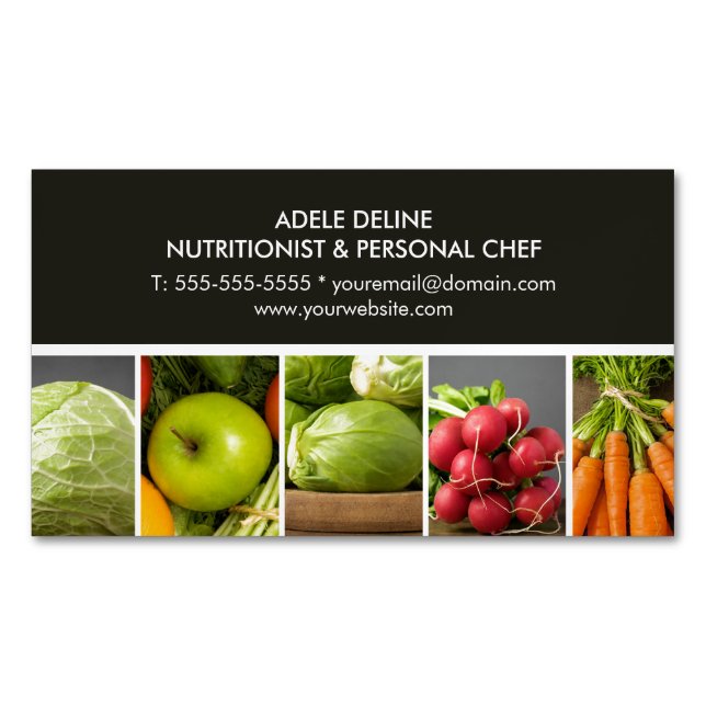 Carte De Visite Magnétique Nutritionniste élégant moderne de chef de (devant)