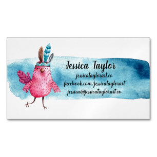 Carte De Visite Magnétique Oiseau Boho Artistique