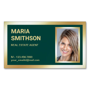 Carte De Visite Magnétique Or Vert Feuille D'or Agence Immobilière Photo Agen