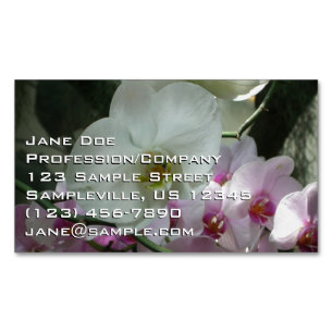 Carte De Visite Magnétique Orchidées blanches et violettes