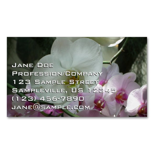 Carte De Visite Magnétique Orchidées blanches et violettes (devant)
