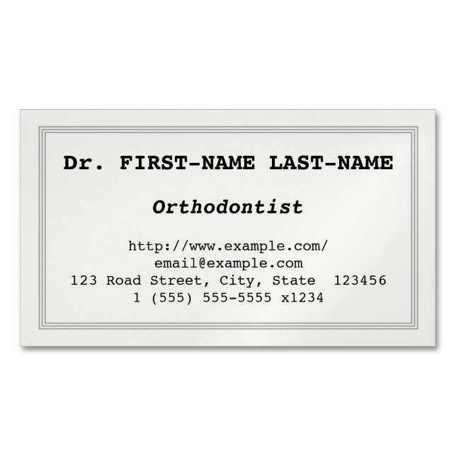 Carte de visite magnétique orthodontiste de base (devant)