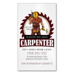 Carte De Visite Magnétique Outils de charpentier rustique Woodworker