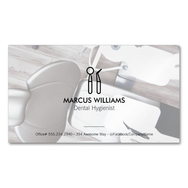 Carte De Visite Magnétique Outils dentaires | Bureau des dentistes (devant)
