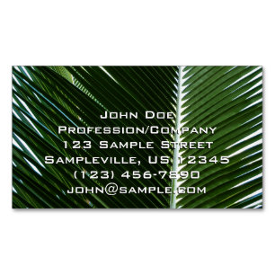 Carte De Visite Magnétique Overlapping Palm Fronds Tropical Green Abstract