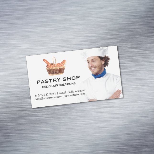 Carte De Visite Magnétique Panier de baguettes | Chef (In Situ)