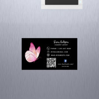 Papillon de pêche rose noir code QR Facebook