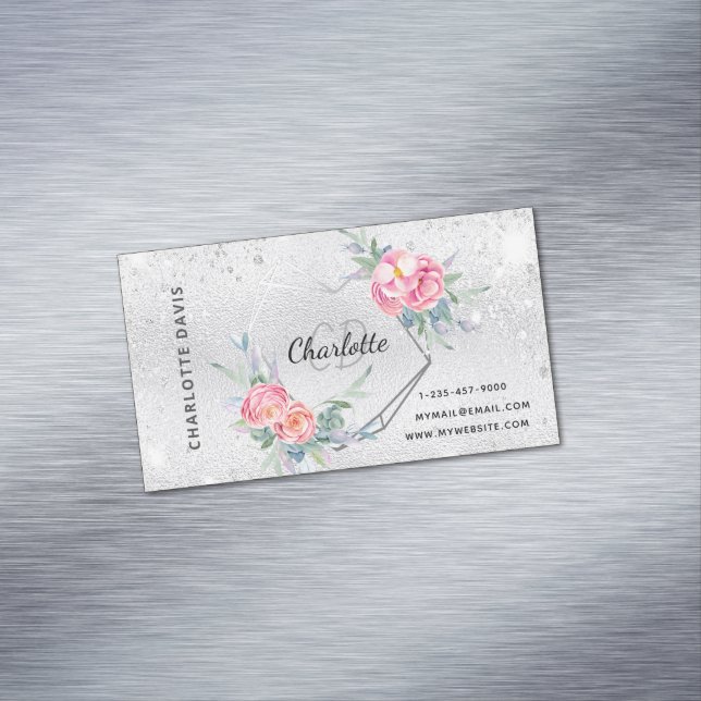 Carte De Visite Magnétique Parties scintillant argentée rose peau de maquilla (In Situ)