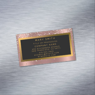 Carte De Visite Magnétique Parties scintillant de luxe Gold Rose étoiles
