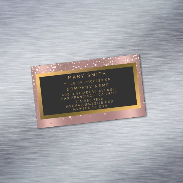 Carte De Visite Magnétique Parties scintillant de luxe Gold Rose étoiles (In Situ)