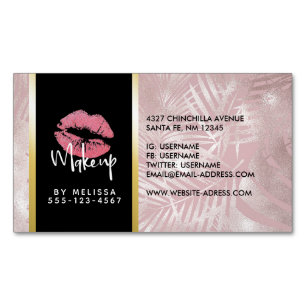 Carte De Visite Magnétique Parties scintillant rose lèvres et Rose Gold Tropi