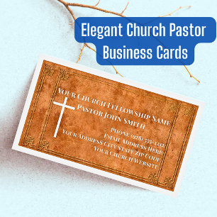 Carte De Visite Magnétique Pasteur de l'église étampé cuir Élégant chrétien