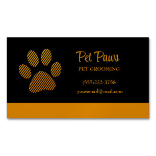 Carte De Visite Magnétique Paw Chien Orange sur Pet Grooming pour Animaux Noi