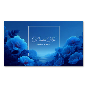 Carte De Visite Magnétique Paysage Serein Floral Bleu Lumineux
