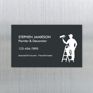 Carte De Visite Magnétique Peintre & Décorateur Services de peinture gris bla