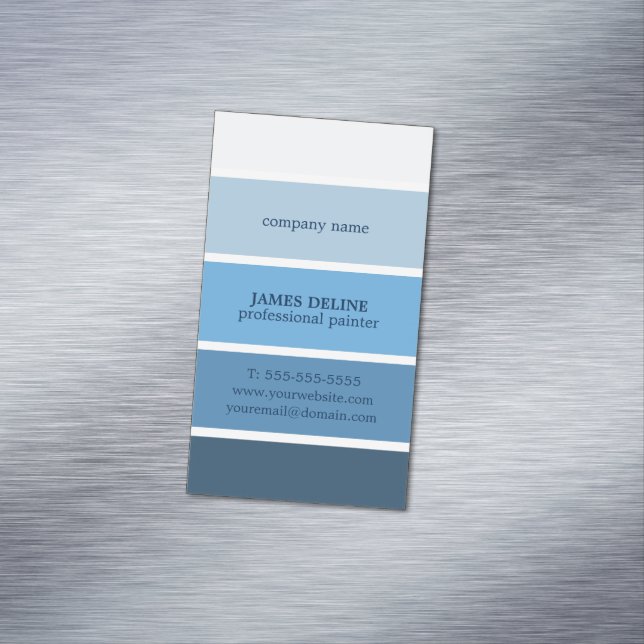 Carte De Visite Magnétique Peintre professionnel cool Bleu rayé (In Situ)