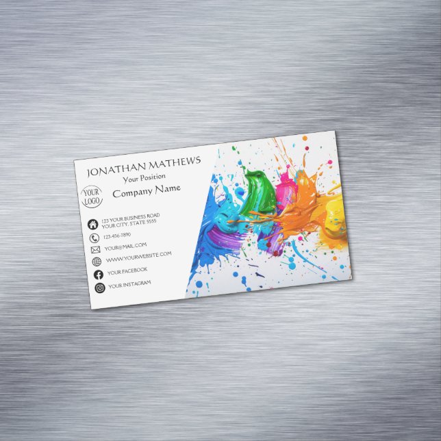 Carte De Visite Magnétique Peinture à l'huile I moderne Abstrait (In Situ)