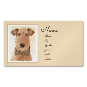 Carte De Visite Magnétique Peinture Airedale Terrier - Cute Original Art