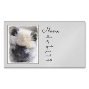 Carte De Visite Magnétique Peinture de chiot de Keeshond - jolie art de chien