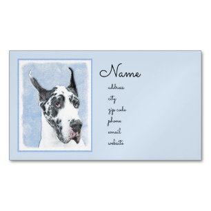 Carte De Visite Magnétique Peinture de Great Dane (Arlequin) - Art original d