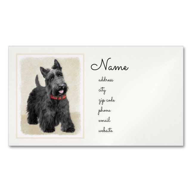 Carte De Visite Magnétique Peinture de Terrier d'écossais - art original (devant)