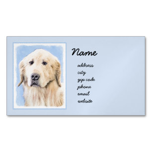 Carte De Visite Magnétique Peinture Golden Retriever - Joli art original chie