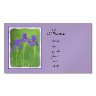 Carte De Visite Magnétique Peinture Iris Violet - Art Fleur Originale