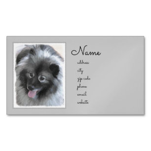 Carte De Visite Magnétique Peinture Keeshond Bailey - Cute Original Chien Art