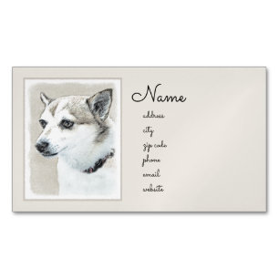 Carte De Visite Magnétique Peinture norvégienne Lundehund - Art original chie