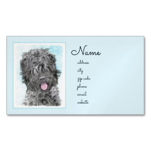Carte De Visite Magnétique Peinture russe Terrier noir - Chien original migno