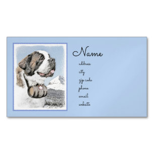 Carte De Visite Magnétique Peinture Saint Bernard - Cute Original Chien Art