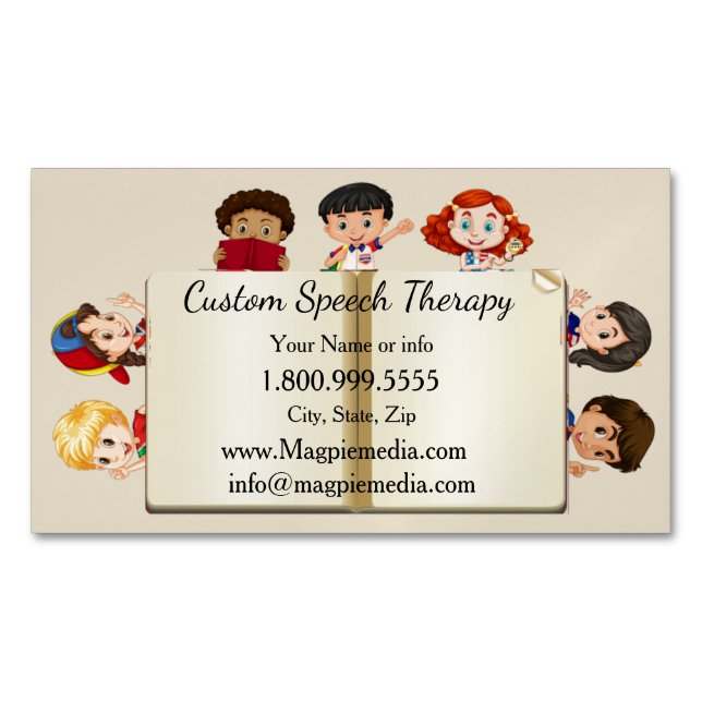 Carte De Visite Magnétique Personnalisé Nom Thérapie vocale Enfants Cartoon (devant)