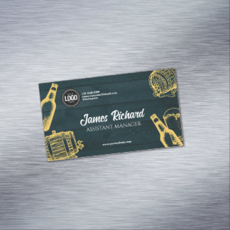 Carte De Visite Magnétique Personnaliser le thème de la brasserie Dark Green
