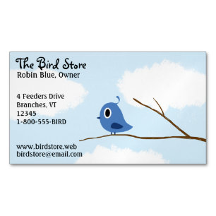 Carte De Visite Magnétique Petit Oiseau Bleu Sur Une Branche D'Arbre