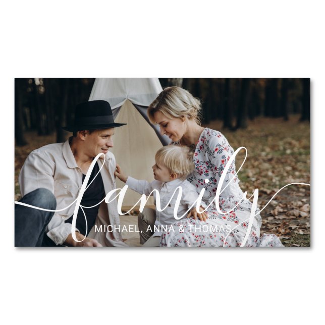 Carte De Visite Magnétique Photo de famille personnalisée avec nom personnali (devant)