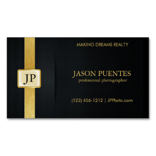 Carte De Visite Magnétique Photographe élégant de professionnel de noir et