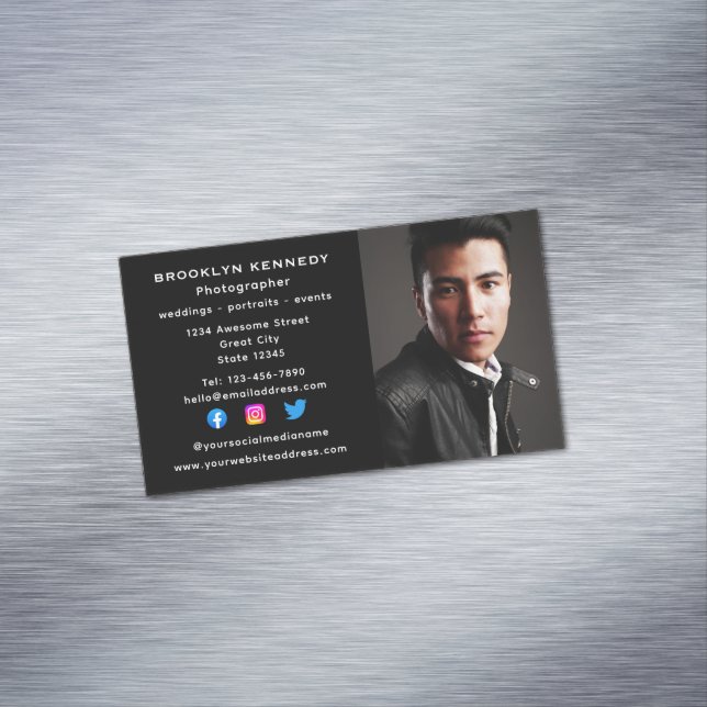 Carte De Visite Magnétique Photographe indépendant sur les médias sociaux Cap (In Situ)