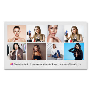 Carte De Visite Magnétique photographe instagram 8 photos collage chic