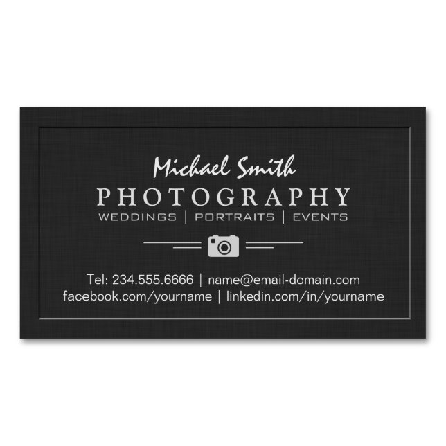 Carte De Visite Magnétique Photographie Mariage Portrait élégant Embossé Look (devant)