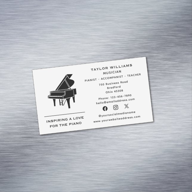Carte De Visite Magnétique Pianiste Piano Enseignant Accompaniste Fun Médias  (In Situ)