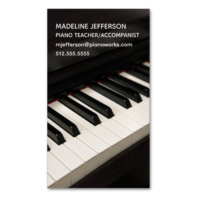 Carte De Visite Magnétique Piano Enseignant Musique Accompaniste Pianiste Mod (devant Vertical)