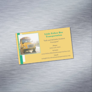 Carte De Visite Magnétique Pilote de bus écolier jaune vert