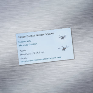 Carte De Visite Magnétique Pilote d'instructeur d'école Vol d'hélicoptère
