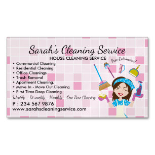 Carte De Visite Magnétique Pink Pretty Woman Cleaning & Maid Services