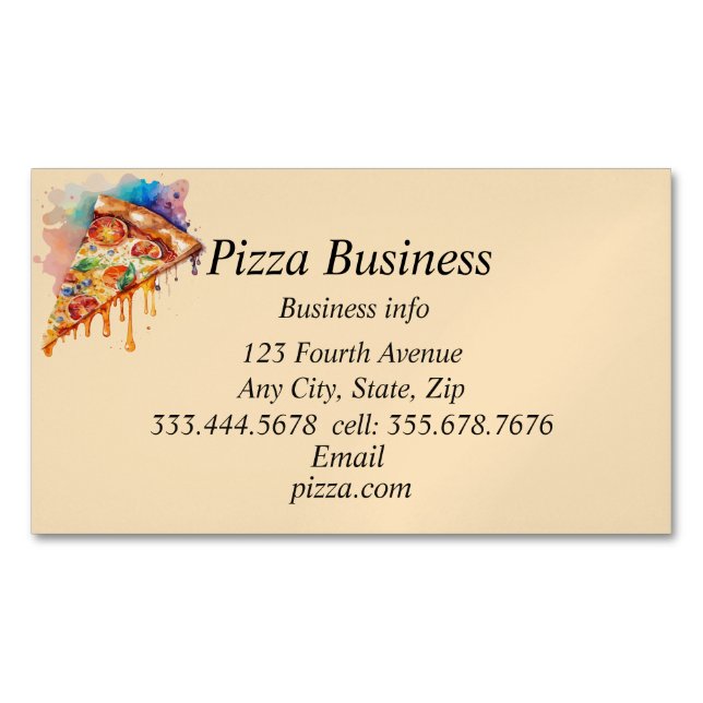 Carte De Visite Magnétique Pizza personnalisée Nom commercial (devant)