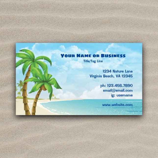 Carte De Visite Magnétique Plage et palmiers Tropical (Créateur téléchargé)