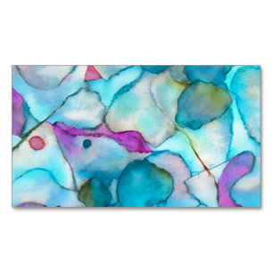 Carte De Visite Magnétique Poison marin : bleu Abstrait, rose et Turquoise