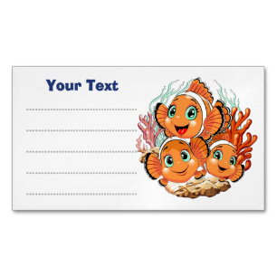 Carte De Visite Magnétique Poisson clown Dessin animé mignon Famille Sous l'e