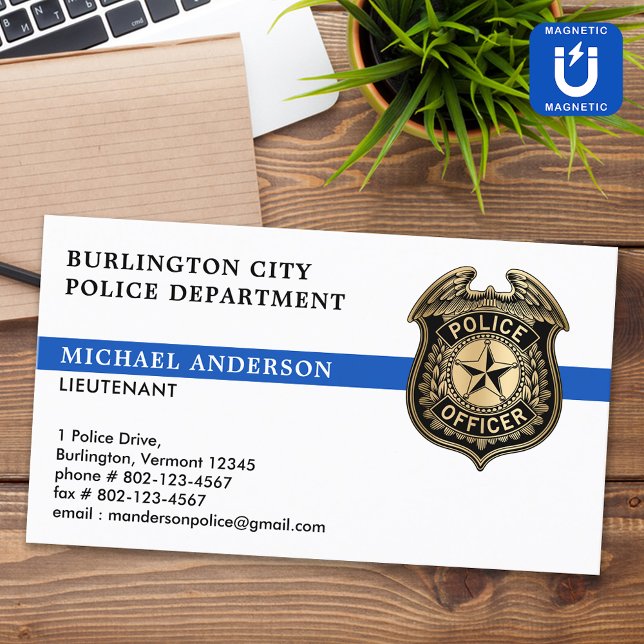 Carte De Visite Magnétique Police Application Custom Logo Badge Officier de p (Créateur téléchargé)